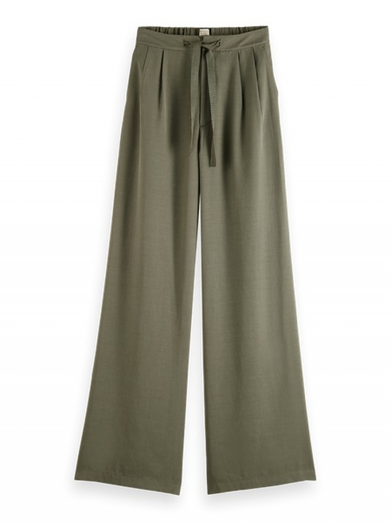 Scotch & Soda Eleni High-rise Weite Leg Pyjama Hose Damen Grün | SN-SAS56846