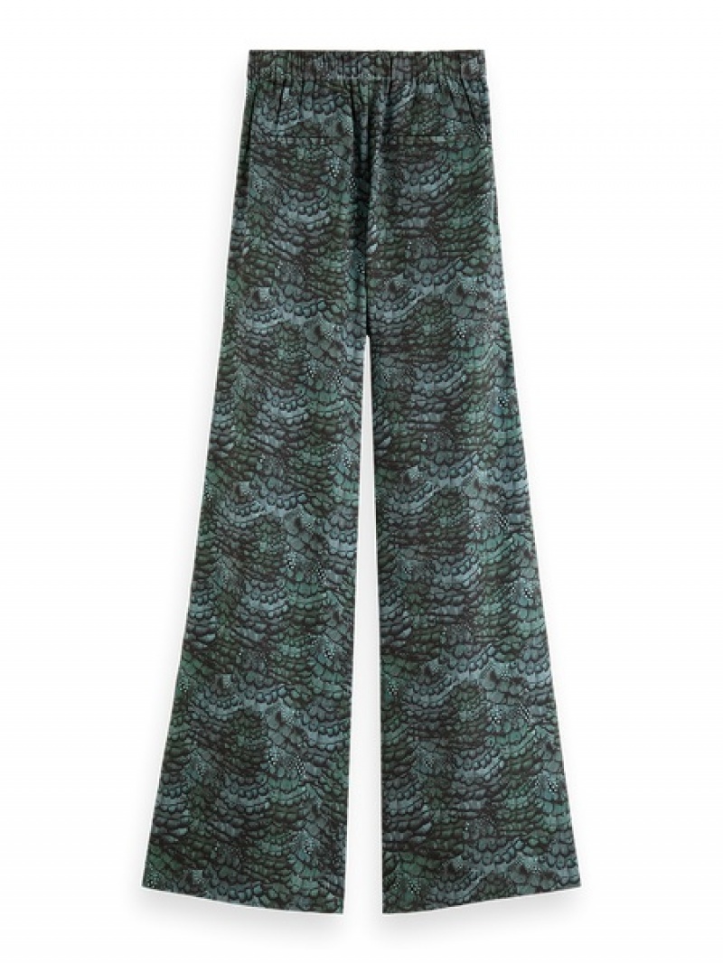 Scotch & Soda Eleni High-rise Weite Leg Pyjama Hose Damen Grün | SN-SAS56847