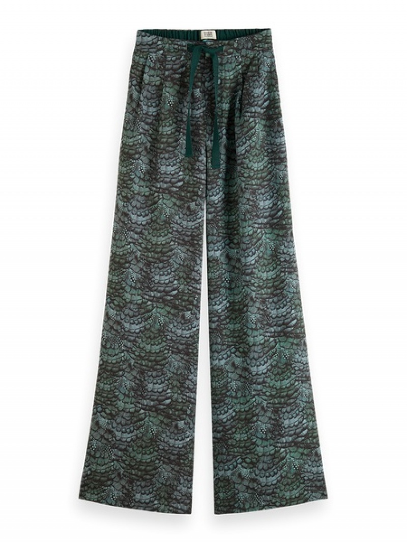 Scotch & Soda Eleni High-rise Weite Leg Pyjama Hose Damen Grün | SN-SAS56847