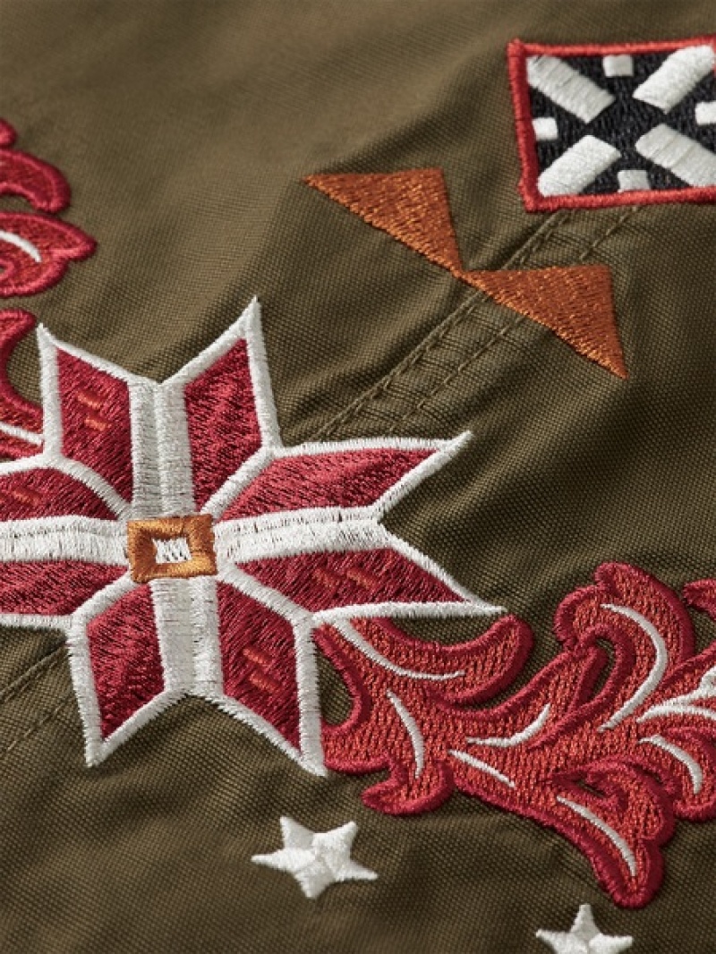 Scotch & Soda Embroidered Festival Jacken Damen Khaki | SN-SAS56866