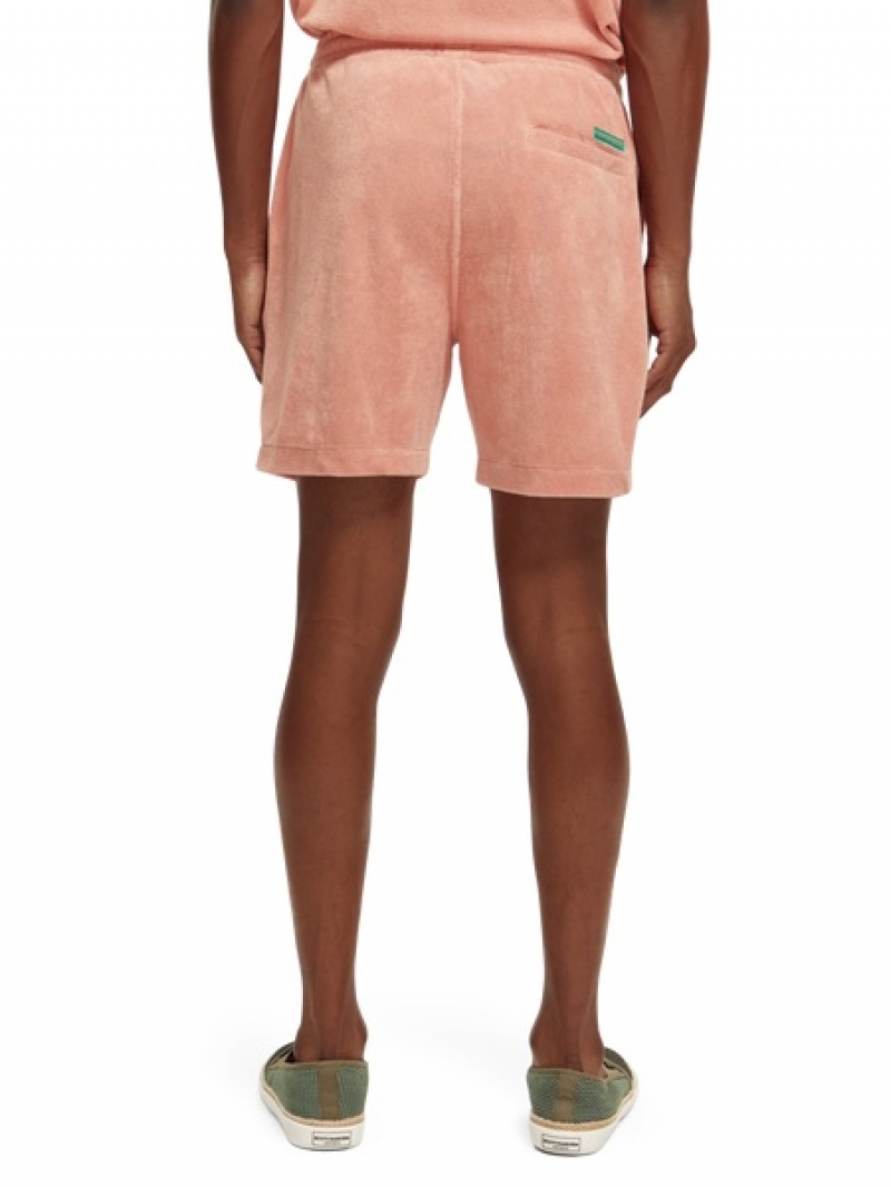 Scotch & Soda Embroidered Towelling Bermuda Kurze Hose Herren Rosa | SN-SAS56660