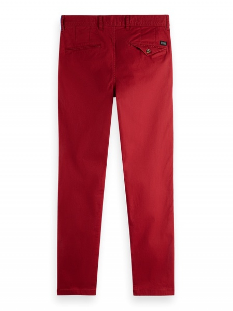 Scotch & Soda Essentials - Mott Super Slim-fit Stretch Twill Hose Herren Dunkelrot | SN-SAS56588
