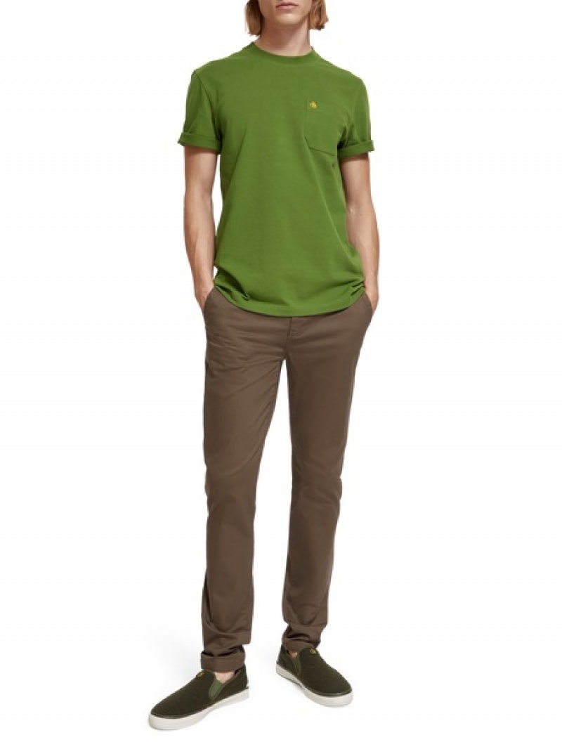 Scotch & Soda Essentials - Mott Super Slim-fit Stretch Twill Hose Herren Dunkelgrau Braun | SN-SAS56599