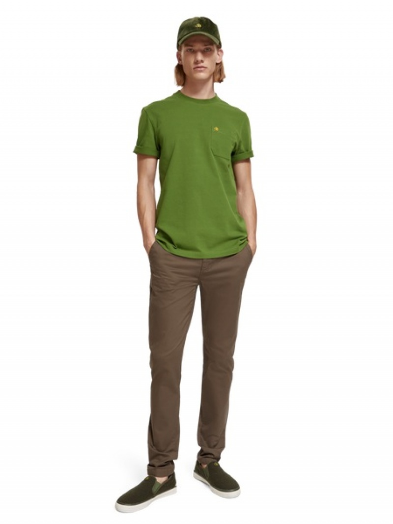 Scotch & Soda Essentials - Mott Super Slim-fit Stretch Twill Hose Herren Dunkelgrau Braun | SN-SAS56599