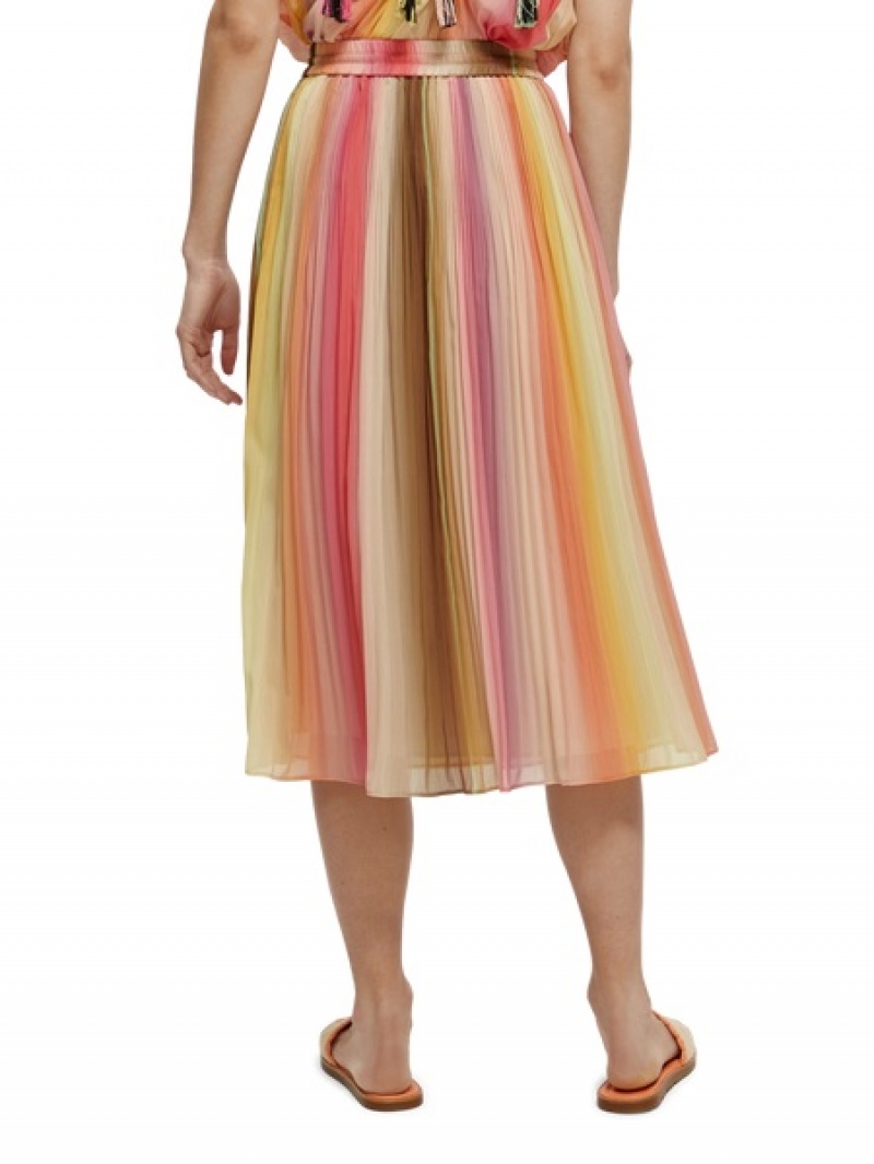 Scotch & Soda Falten Midi GolfSkirts Damen Mehrfarbig | SN-SAS56790