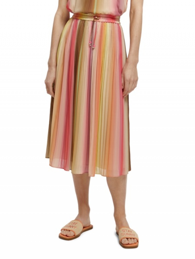 Scotch & Soda Falten Midi GolfSkirts Damen Mehrfarbig | SN-SAS56790