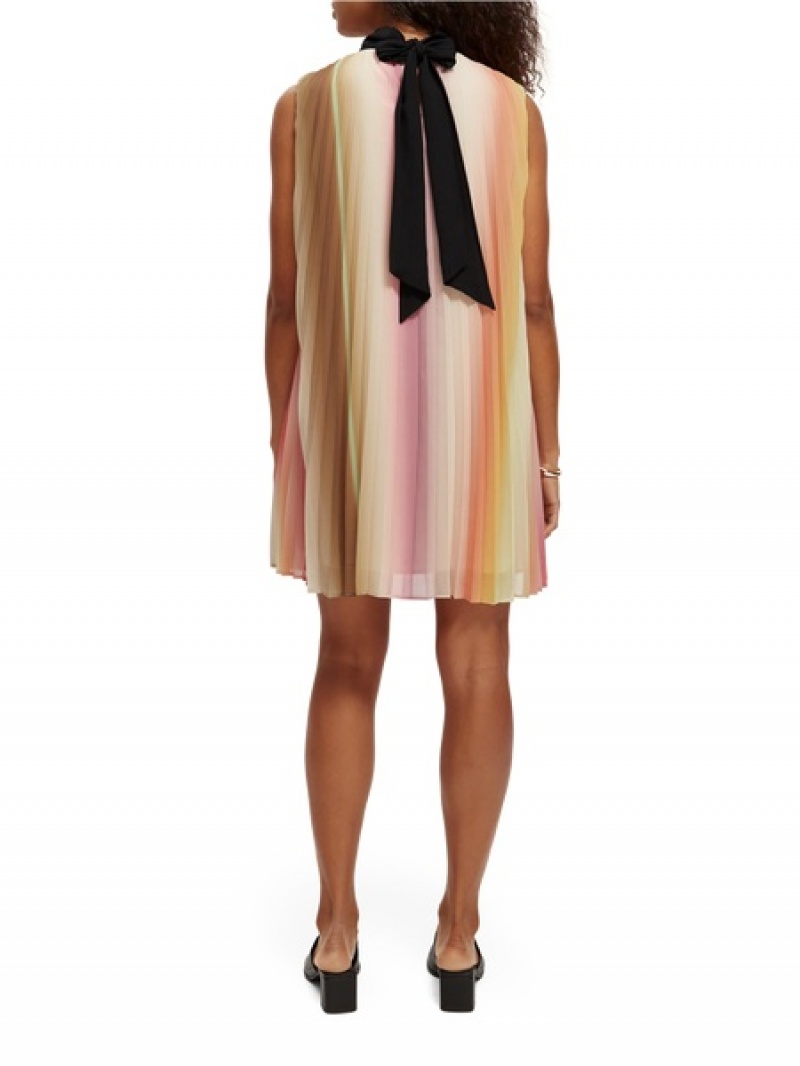 Scotch & Soda Falten Mini Kleid Damen Mehrfarbig | SN-SAS56784