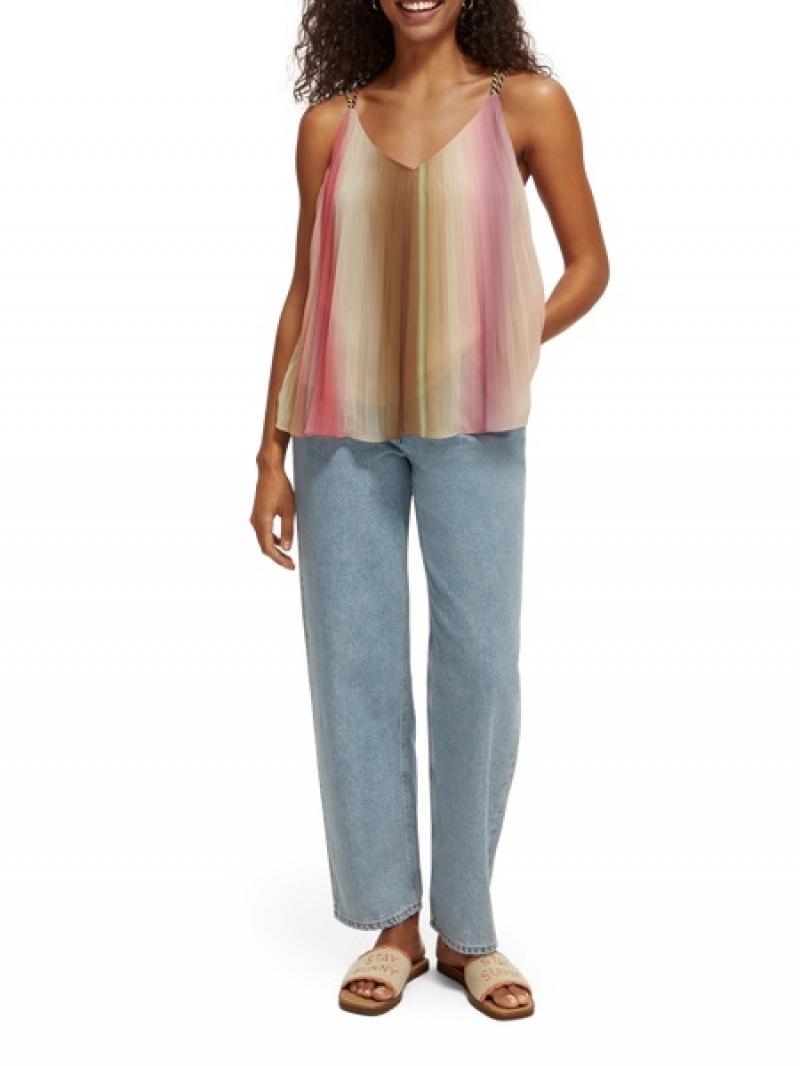 Scotch & Soda Falten V-neck Oberteile Damen Mehrfarbig | SN-SAS56733