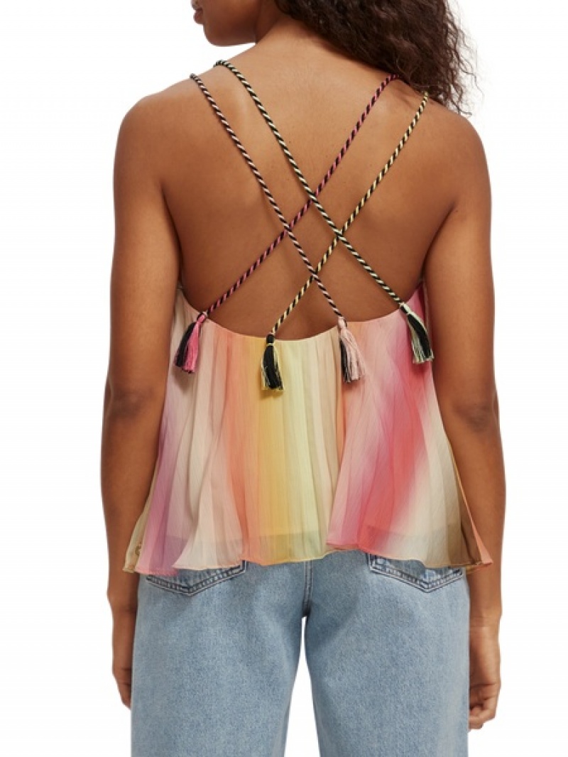 Scotch & Soda Falten V-neck Oberteile Damen Mehrfarbig | SN-SAS56733