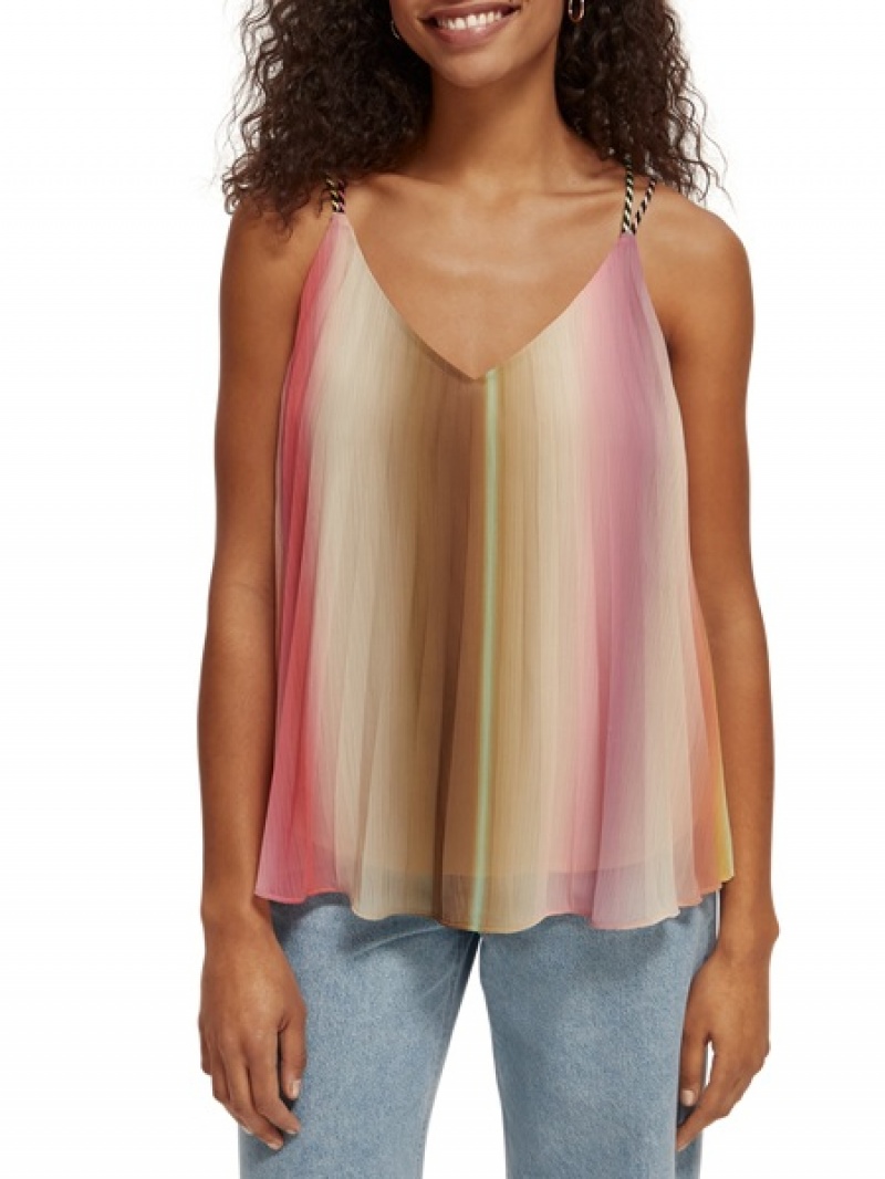 Scotch & Soda Falten V-neck Oberteile Damen Mehrfarbig | SN-SAS56733