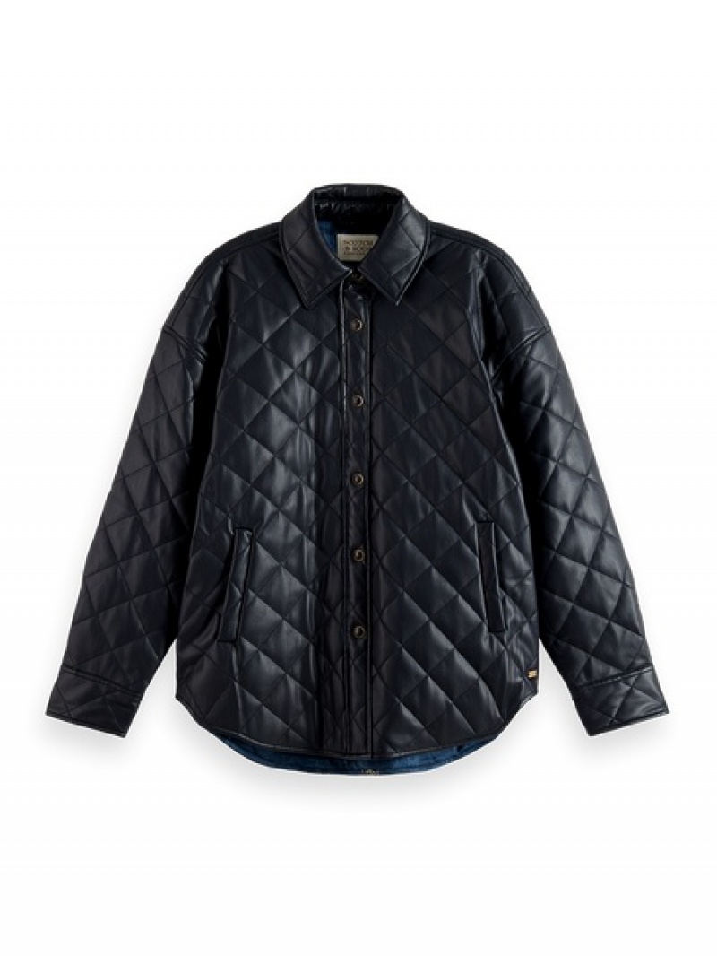 Scotch & Soda Faux Leder Gesteppt Jacken Damen Navy | SN-SAS56863