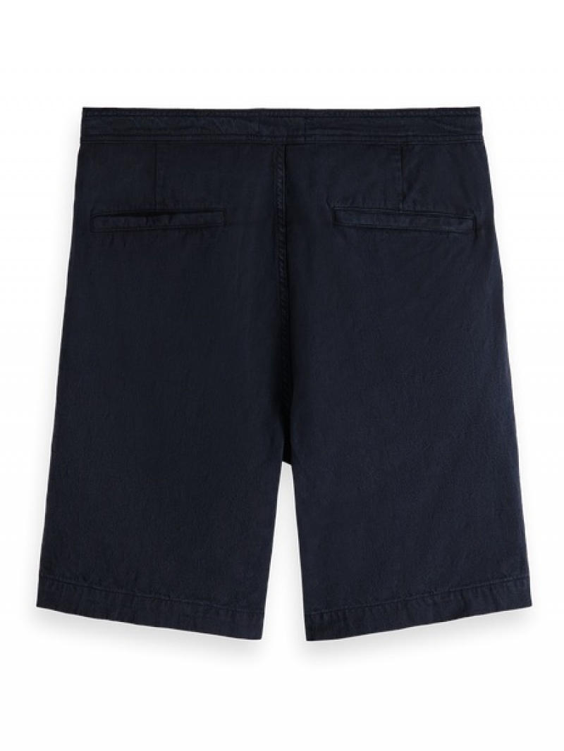 Scotch & Soda Fave - Jacquard Garment-dyed Bermuda Kurze Hose Herren Navy | SN-SAS56636
