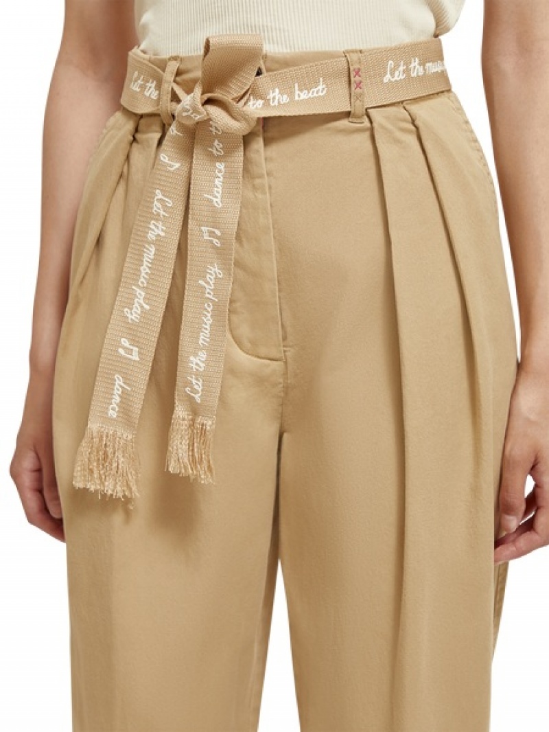Scotch & Soda Faye Paper Bag Utility Hose Damen Braun | SN-SAS56850