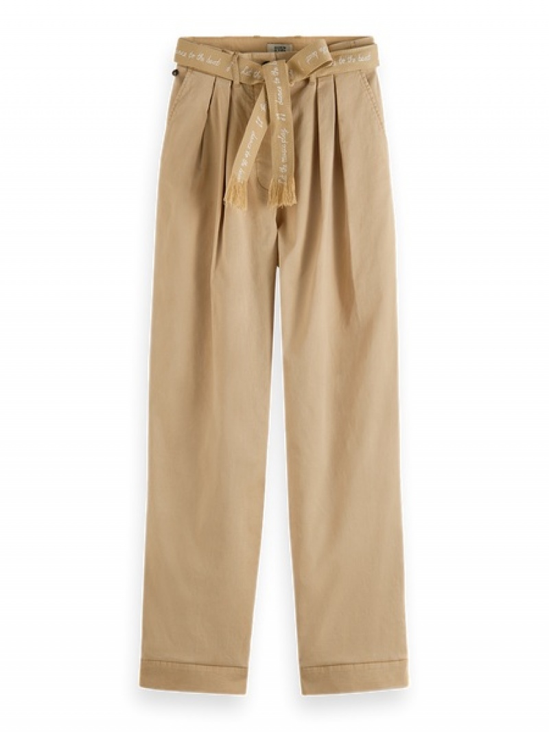 Scotch & Soda Faye Paper Bag Utility Hose Damen Braun | SN-SAS56850