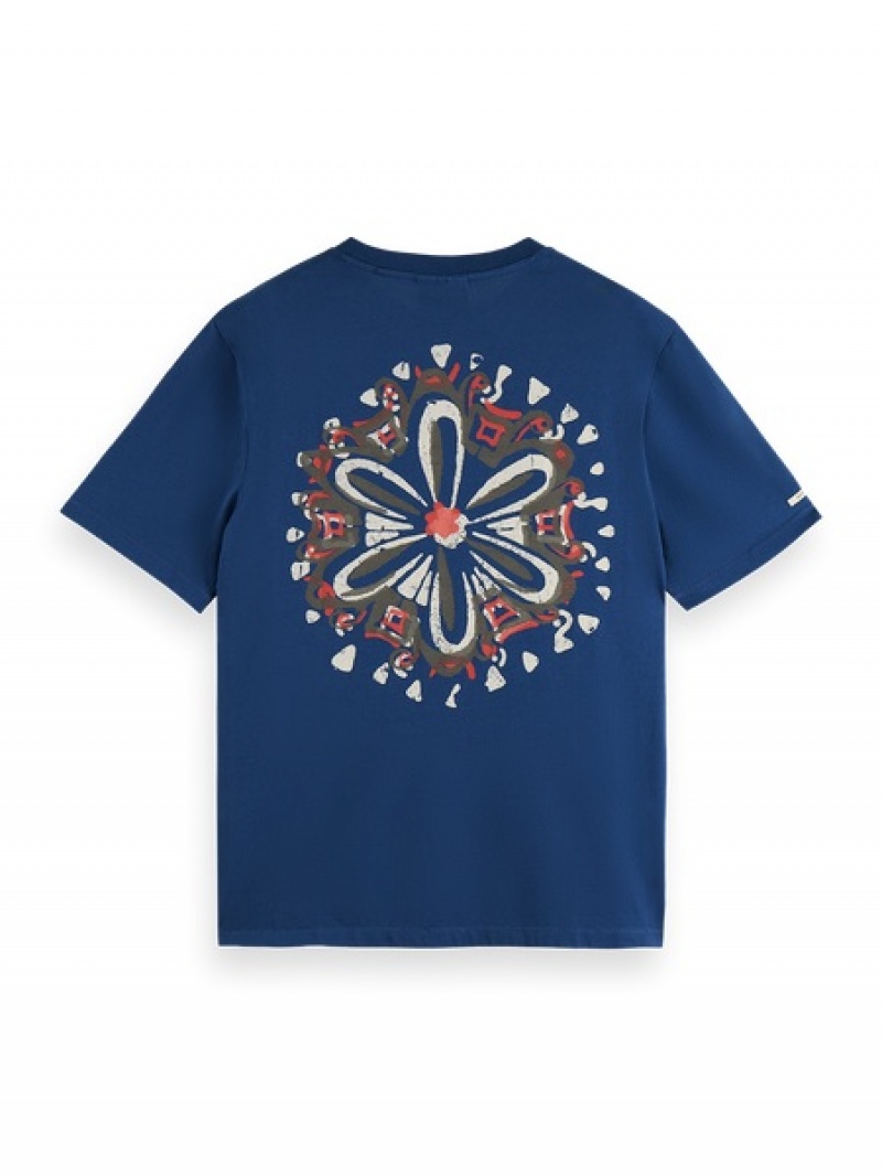 Scotch & Soda Festival Aw T-Shirt Herren Blau | SN-SAS56475