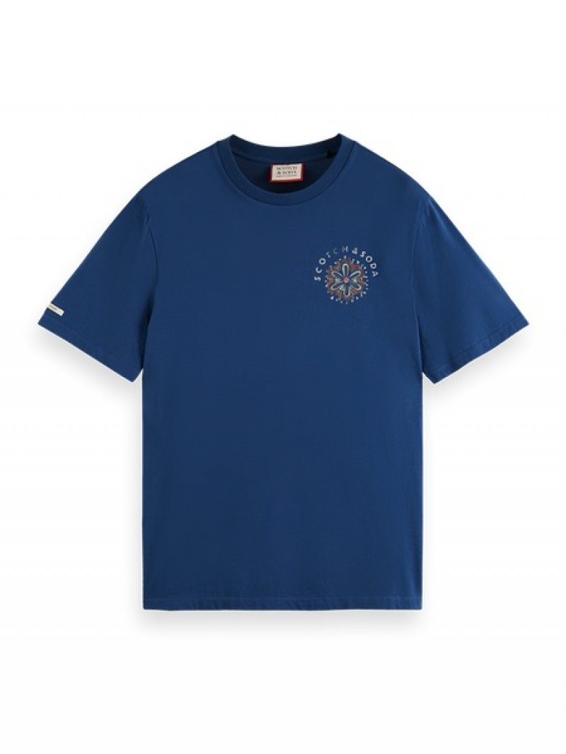 Scotch & Soda Festival Aw T-Shirt Herren Blau | SN-SAS56475