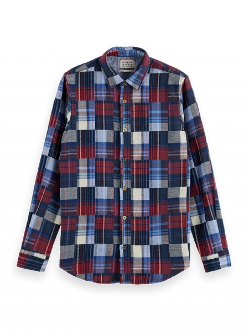 Scotch & Soda Flannel Check Hemd Herren Blau | SN-SAS56505