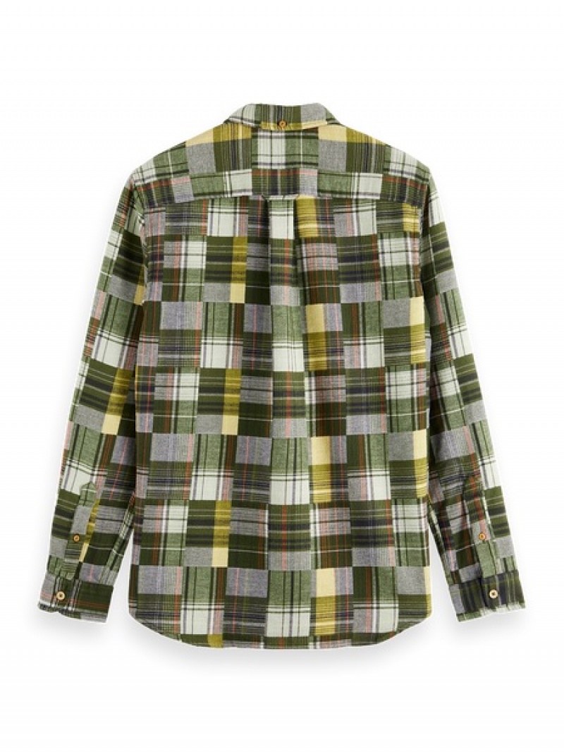 Scotch & Soda Flannel Check Hemd Herren Grün | SN-SAS56509