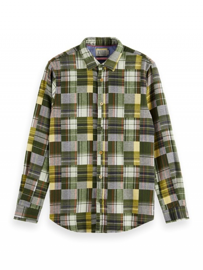 Scotch & Soda Flannel Check Hemd Herren Grün | SN-SAS56509