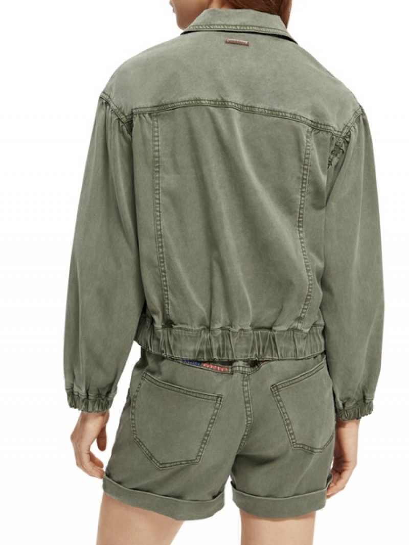 Scotch & Soda Garment-dyed Utility Jacken Damen Olivgrün Grün | SN-SAS56857