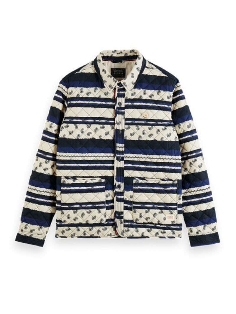 Scotch & Soda Gesteppt Allover Printed Jacken Herren Blau | SN-SAS56612