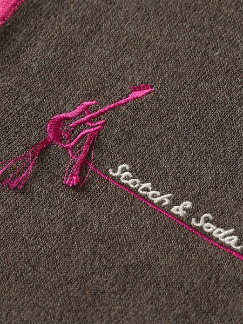 Scotch & Soda Gestrickt Poloshirt Herren Dunkelgrau Braun | SN-SAS56474