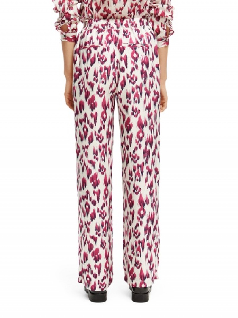Scotch & Soda Gia Mid-rise Weite-leg Printed Elasticated Hosen Damen Rosa | SN-SAS56838