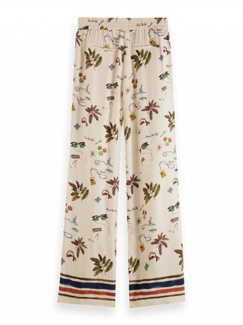 Scotch & Soda Gia Printed Weite Leg Hose Damen Beige | SN-SAS56851