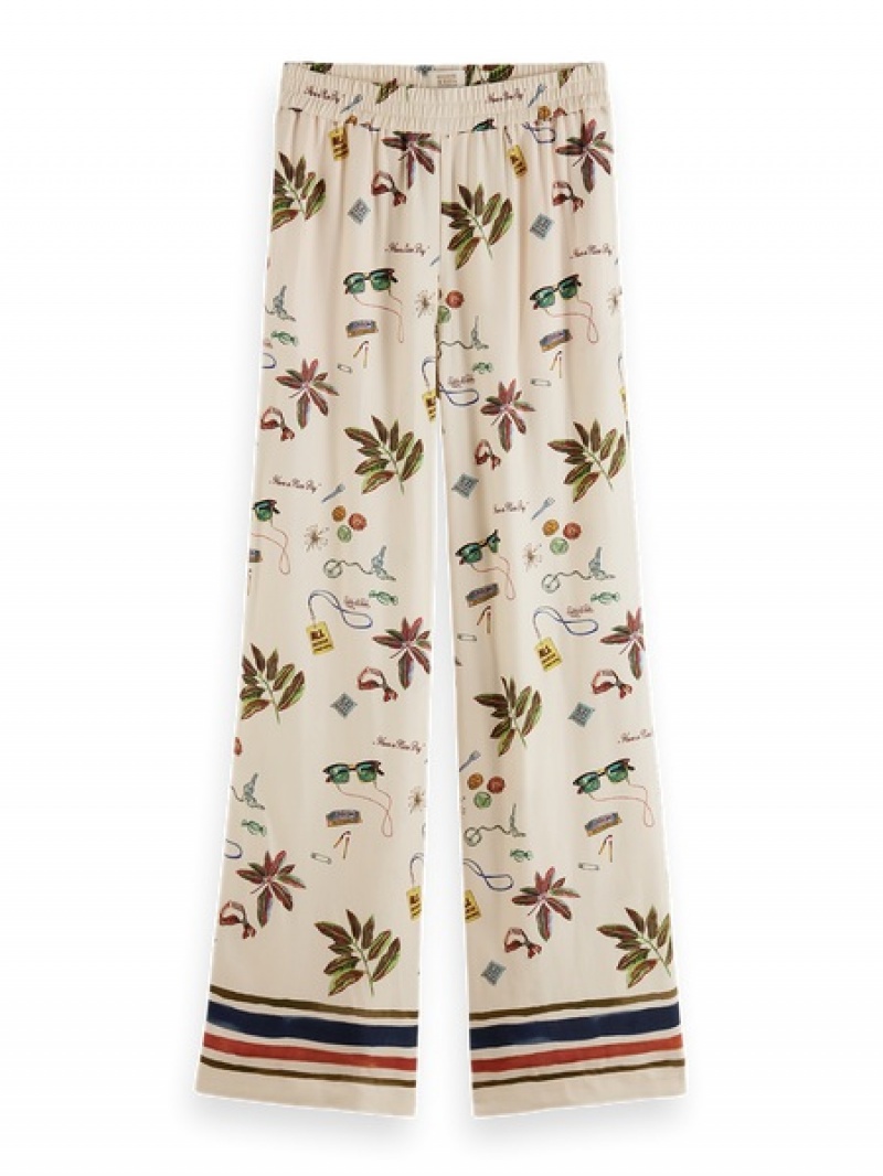 Scotch & Soda Gia Printed Weite Leg Hose Damen Beige | SN-SAS56851