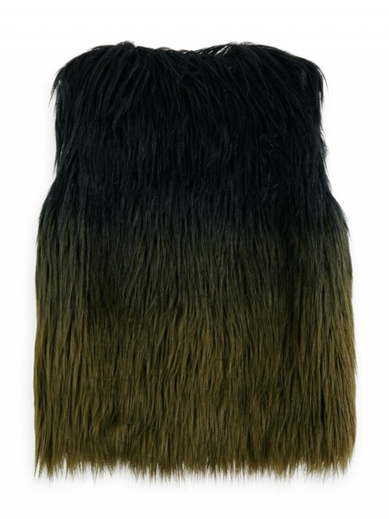 Scotch & Soda Gradient Faux Fur Gilet Jacken Damen Schwarz | SN-SAS56862