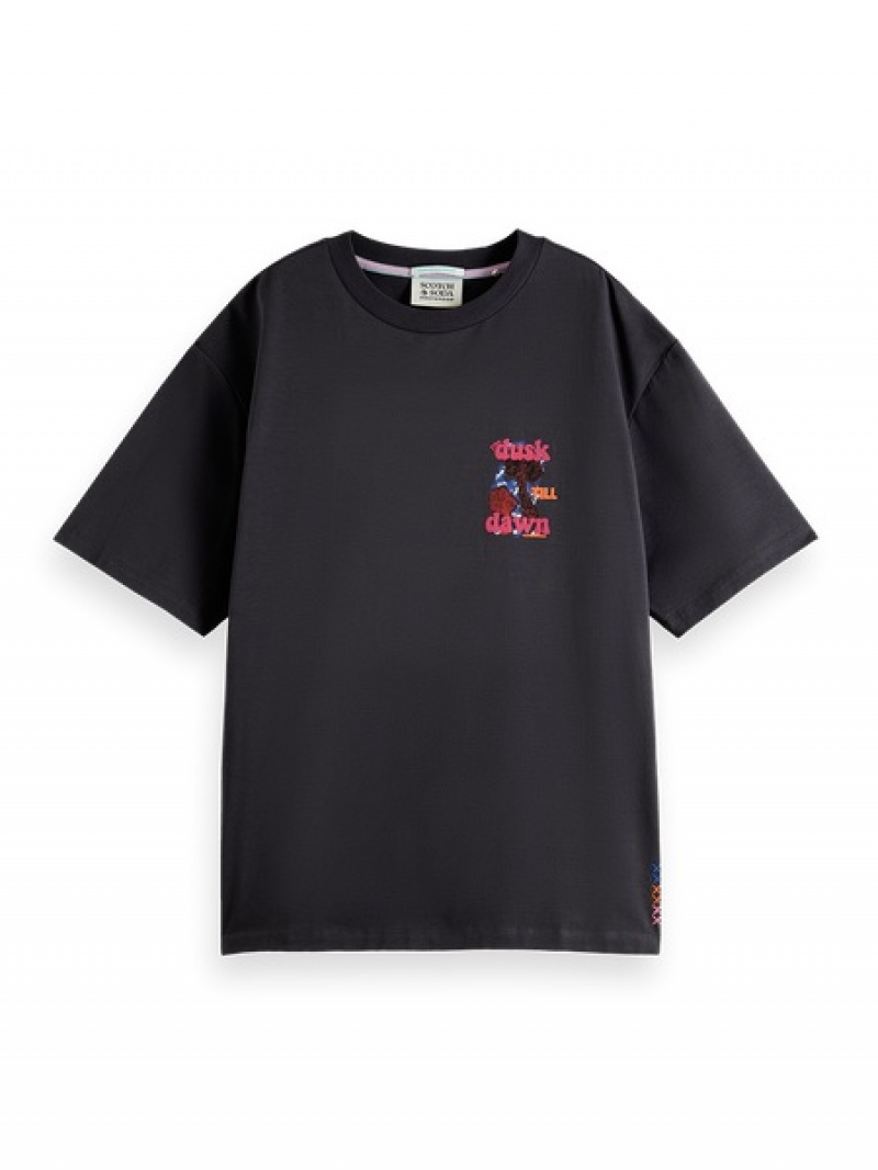 Scotch & Soda Graphic Oversized Fit T-Shirt Damen Grau | SN-SAS56747