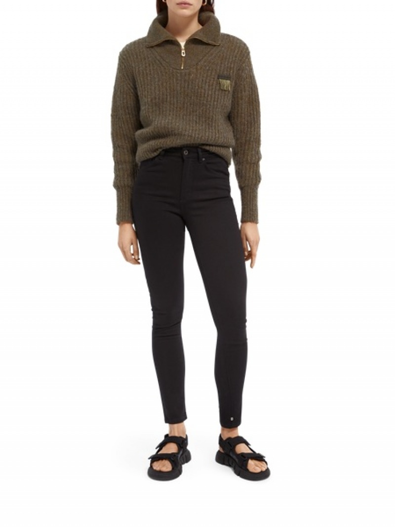 Scotch & Soda Haut - Stay Black | High Rise Schlank Fit Jeans Damen Schwarz | SN-SAS56836