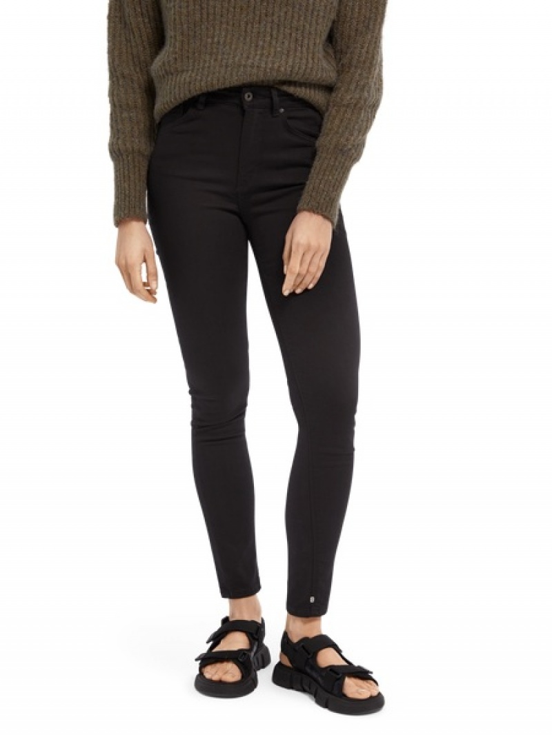 Scotch & Soda Haut - Stay Black | High Rise Schlank Fit Jeans Damen Schwarz | SN-SAS56836