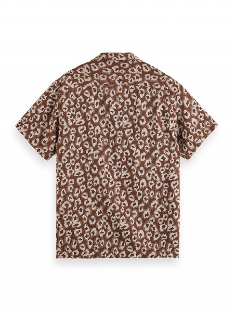 Scotch & Soda Hawaii Jacquard Hemd Herren Grau Braun | SN-SAS56503