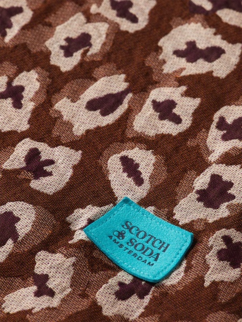 Scotch & Soda Hawaii Jacquard Hemd Herren Grau Braun | SN-SAS56503