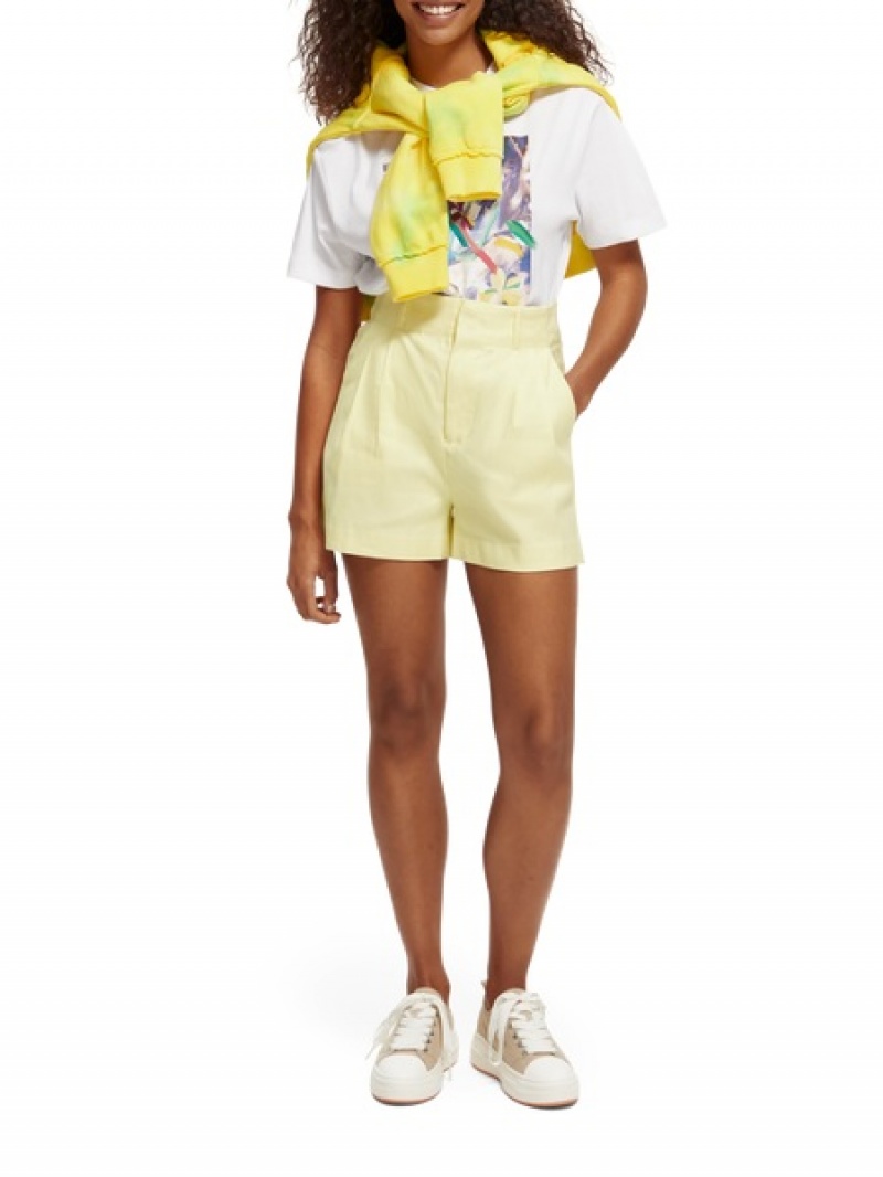 Scotch & Soda High-rise Falten Kurze Hose Damen Gelb | SN-SAS56877