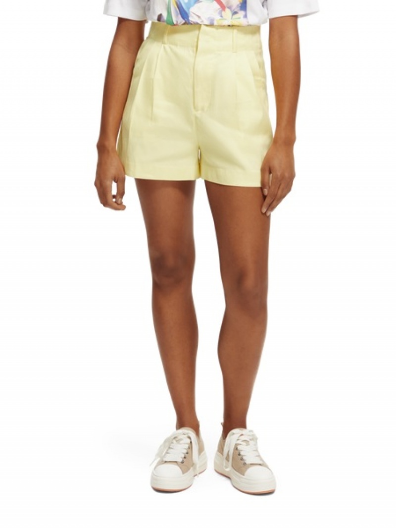 Scotch & Soda High-rise Falten Kurze Hose Damen Gelb | SN-SAS56877