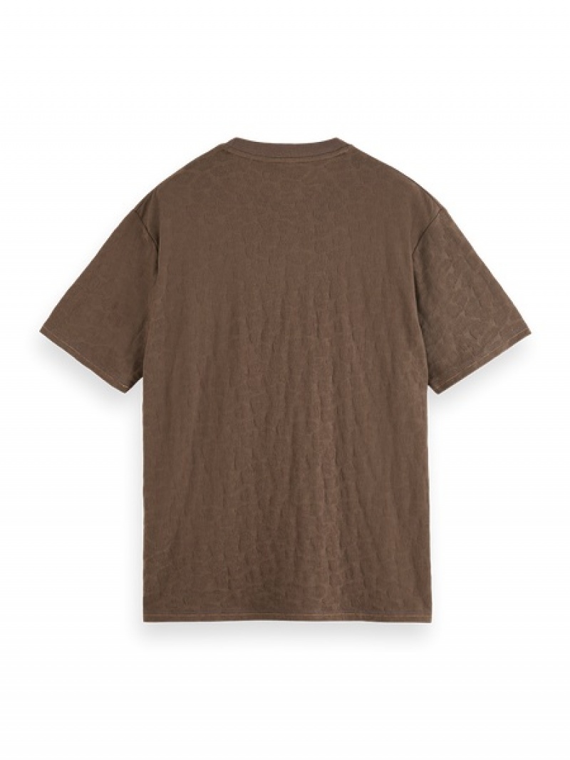 Scotch & Soda Jacquard T-Shirt Herren Dunkelgrau Braun | SN-SAS56486