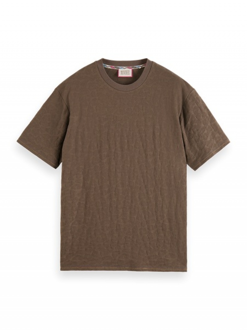 Scotch & Soda Jacquard T-Shirt Herren Dunkelgrau Braun | SN-SAS56486