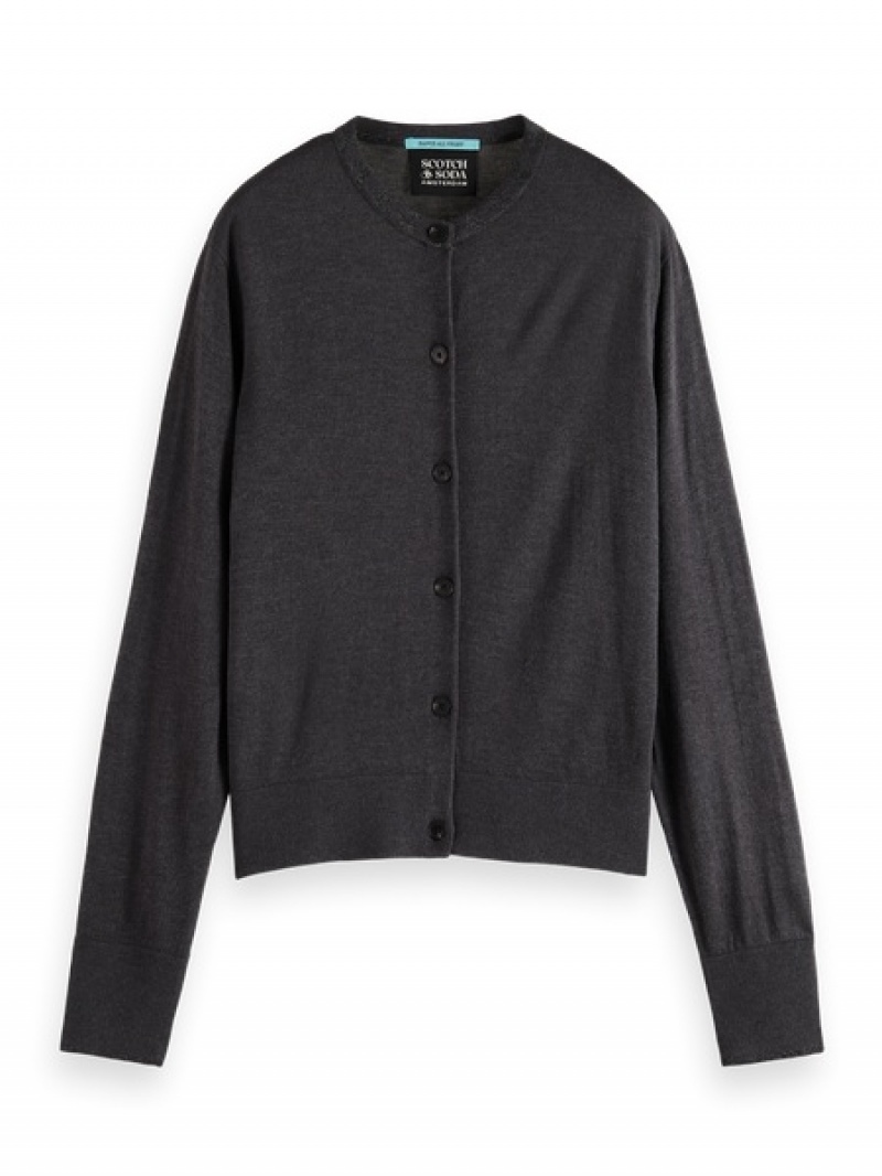 Scotch & Soda Jacquard Trim Crew Neck Strickjacke Damen Grau | SN-SAS56711