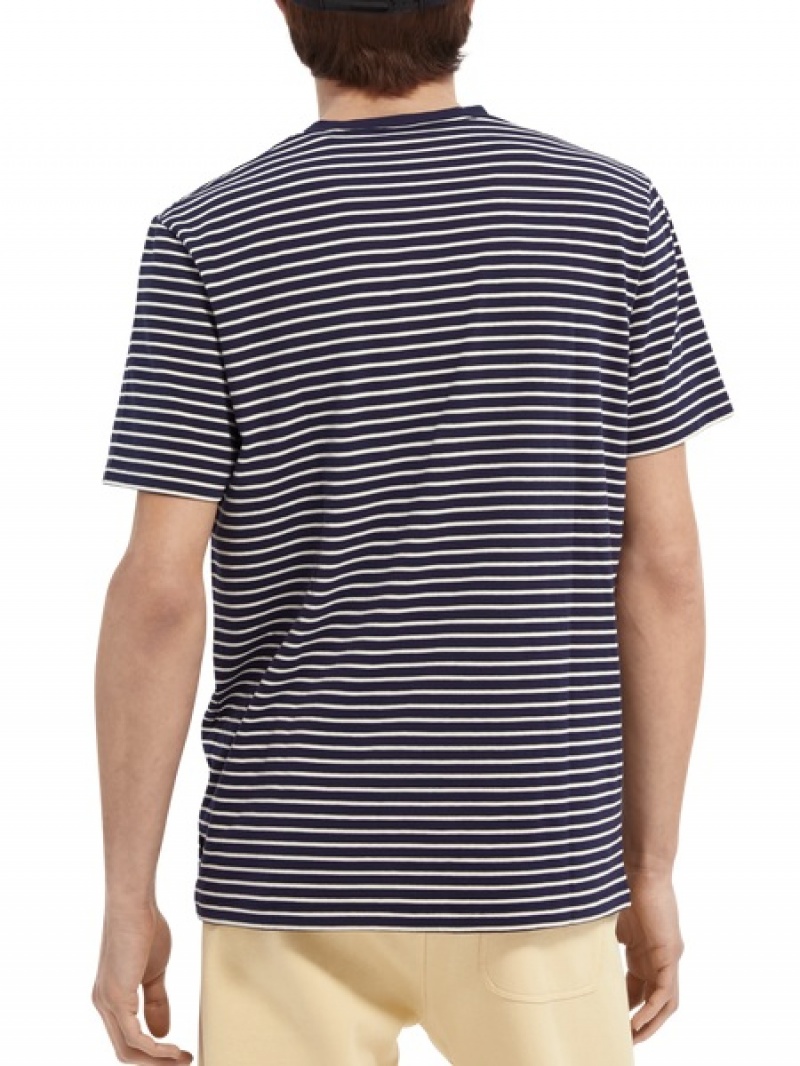 Scotch & Soda Klassische Gestreift T-Shirt Herren Mehrfarbig | SN-SAS56445