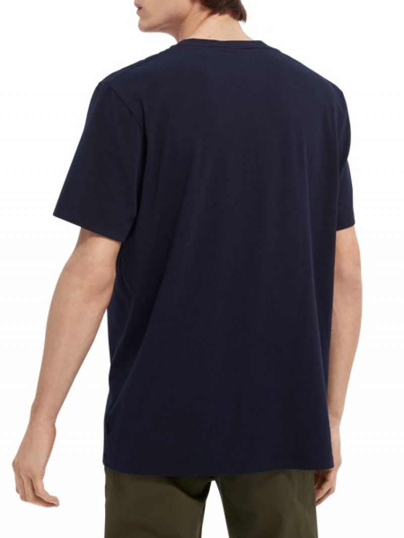 Scotch & Soda Klassische T-Shirt Herren Navy | SN-SAS56464