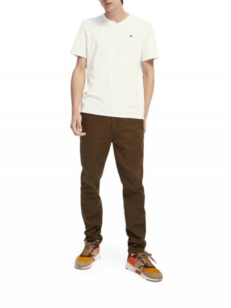 Scotch & Soda Klassische V-neck T-Shirt Herren Weiß | SN-SAS56489