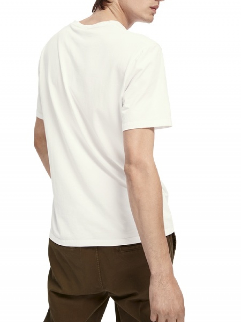 Scotch & Soda Klassische V-neck T-Shirt Herren Weiß | SN-SAS56489