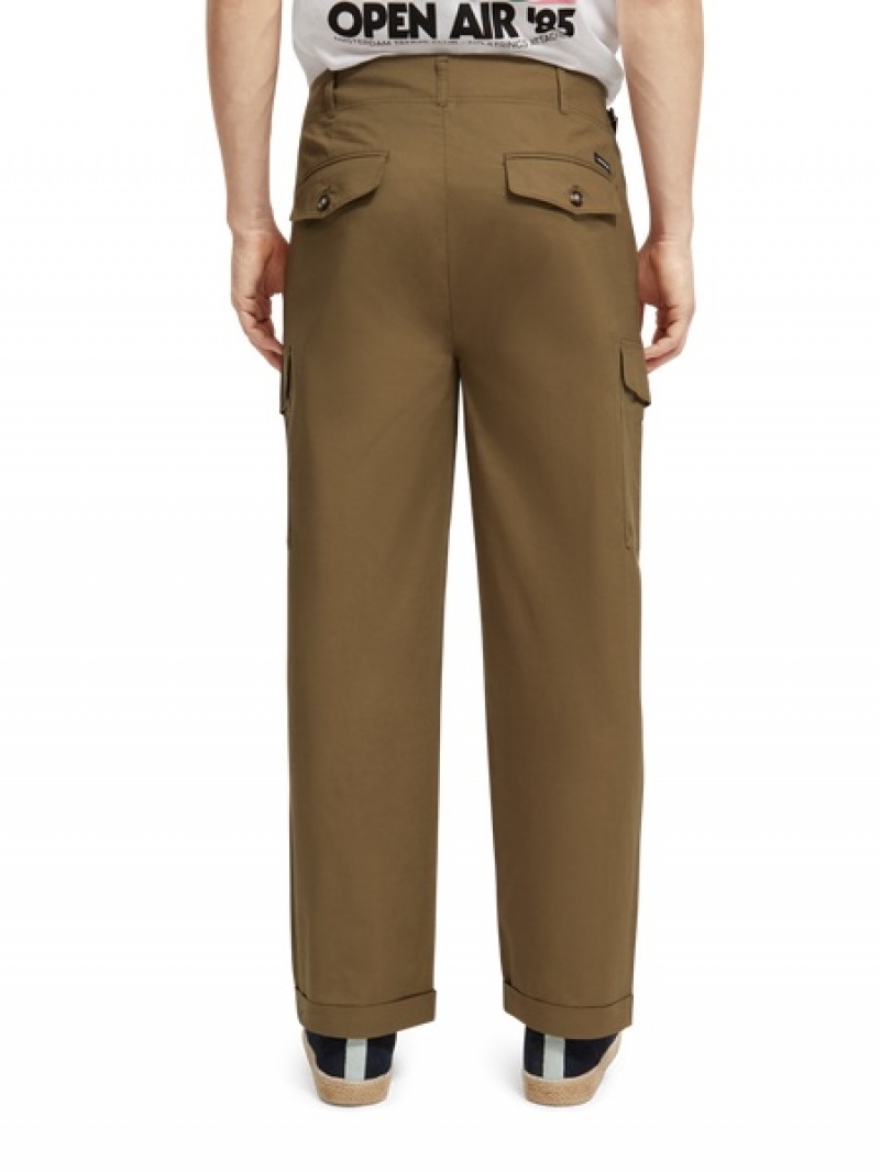 Scotch & Soda Laufschuhe Poplin Organic Baumwoll Cargo Hose Herren Khaki | SN-SAS56558