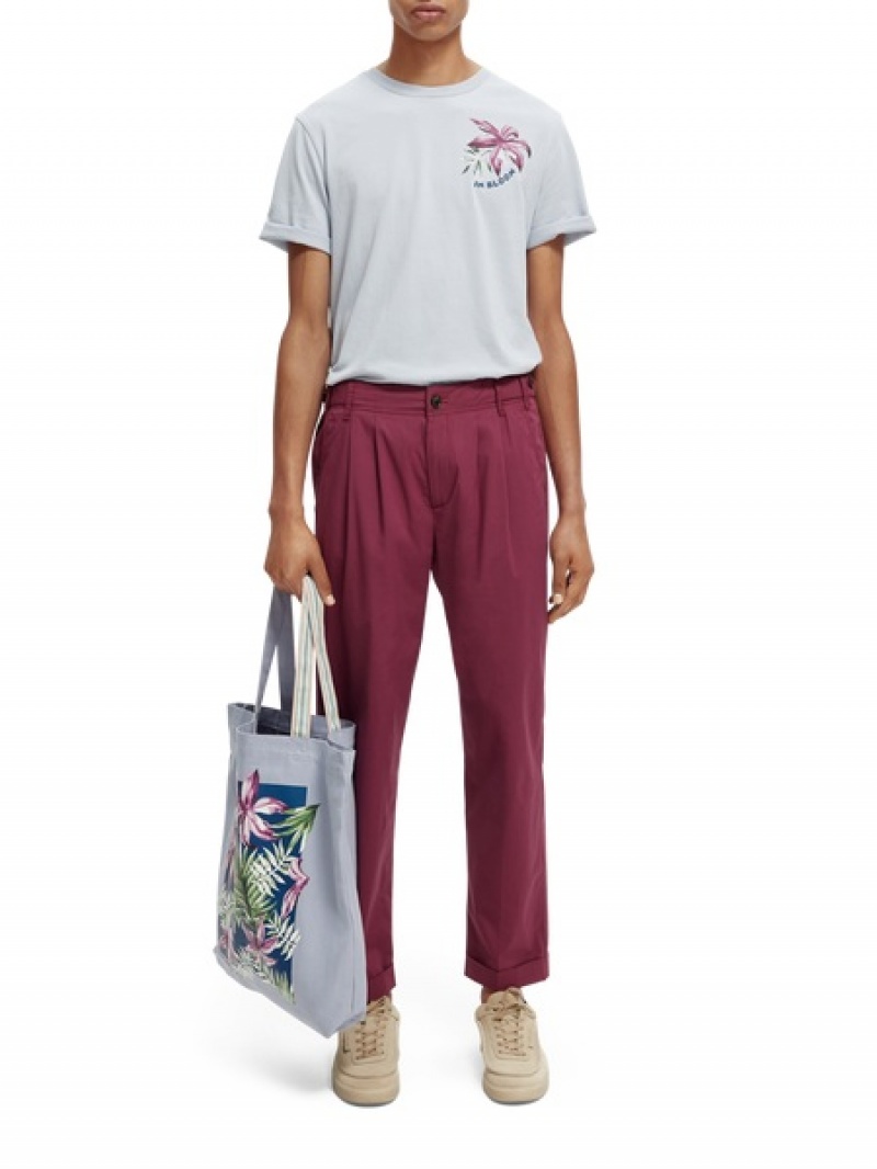 Scotch & Soda Loose Tapered-fit Falten Hose Herren Bordeaux | SN-SAS56570