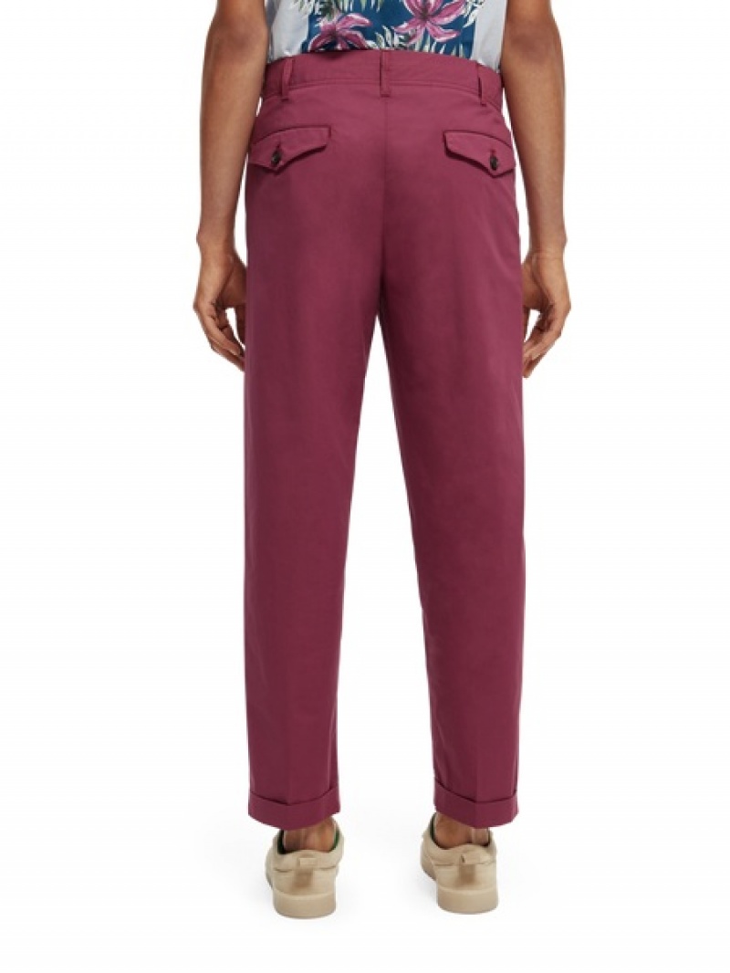 Scotch & Soda Loose Tapered-fit Falten Hose Herren Bordeaux | SN-SAS56570