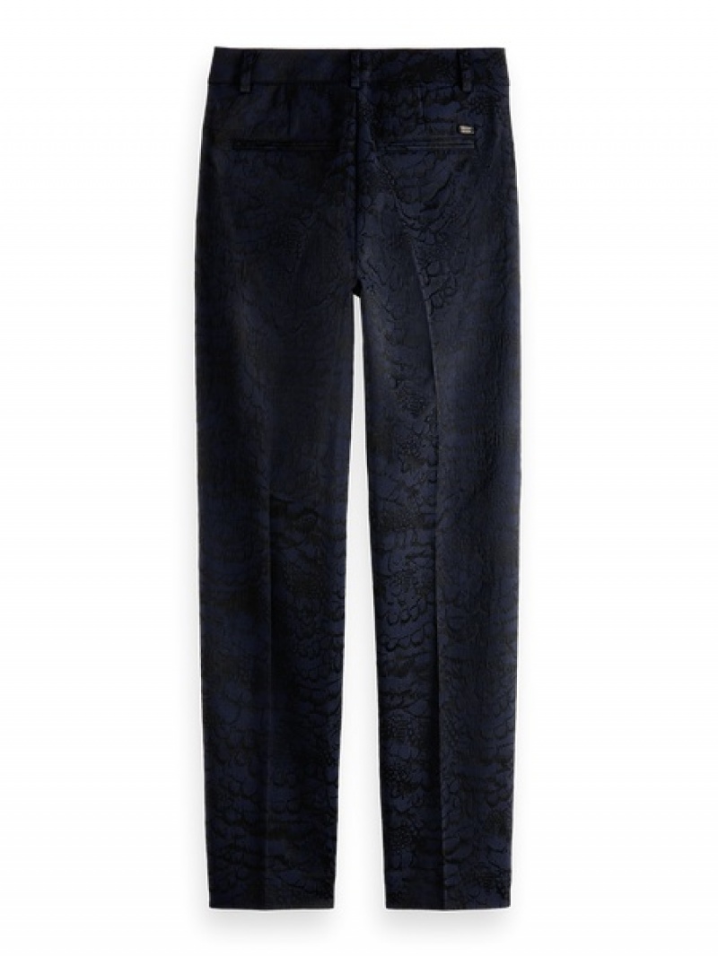 Scotch & Soda Lowry Feather Jacquard Hose Damen Navy | SN-SAS56852