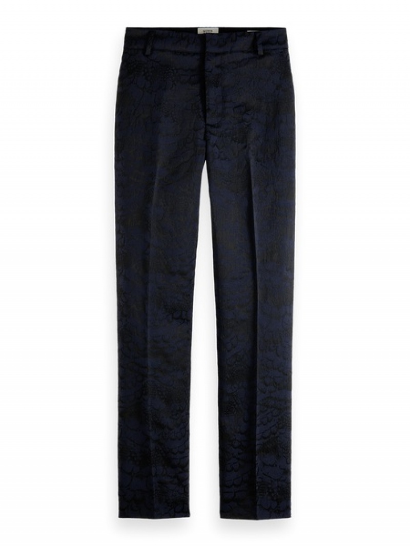 Scotch & Soda Lowry Feather Jacquard Hose Damen Navy | SN-SAS56852