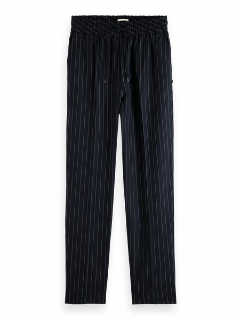 Scotch & Soda Maia Pinstripe Jogginghose Damen Navy | SN-SAS56855